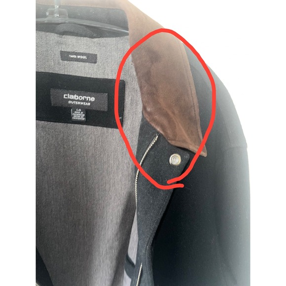 Claiborne Outerwear Black Wool  Timeless Heritage Jacket Suede Collar Men's L - Picture 8 of 11